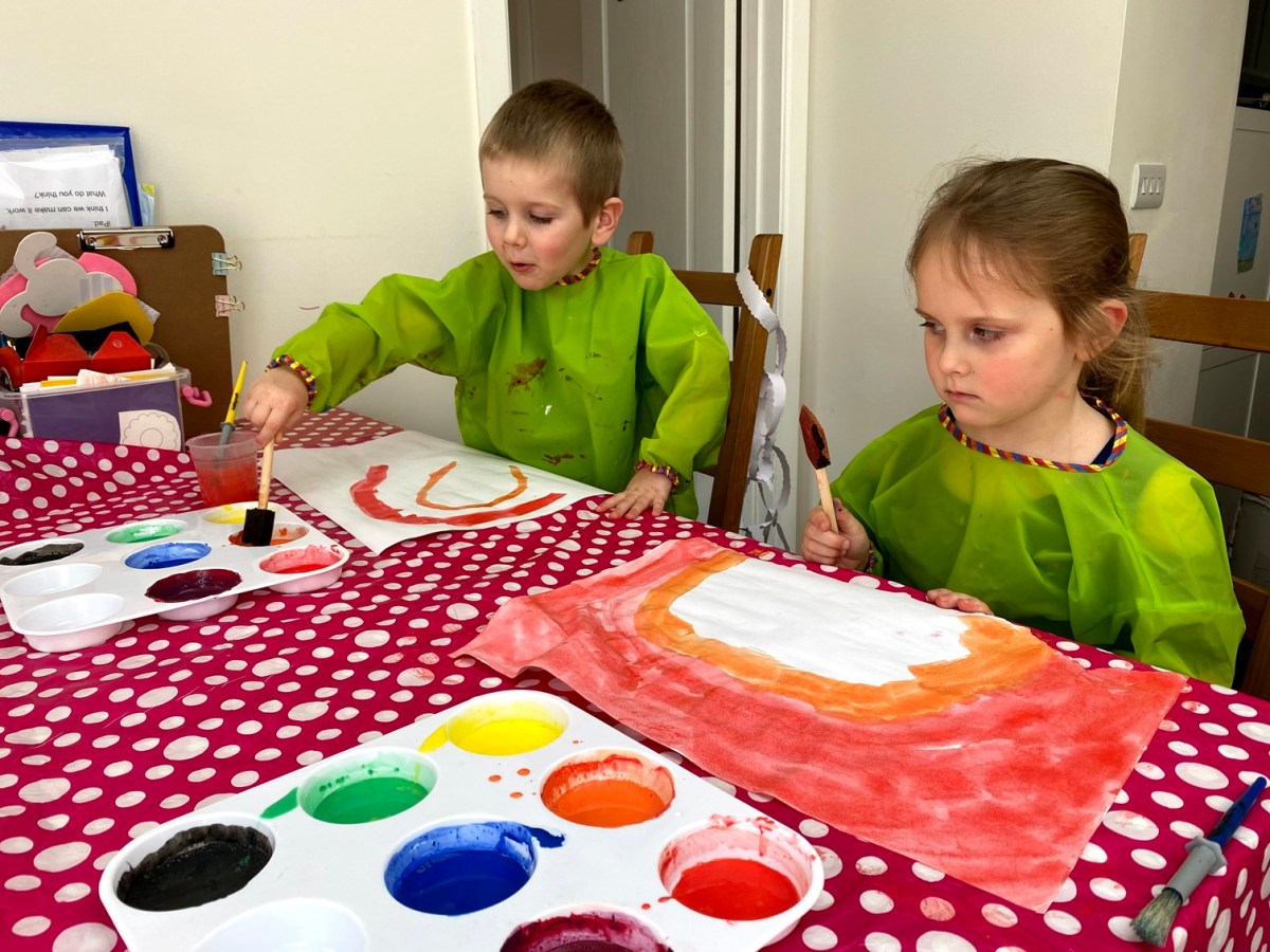 Welcome to our art gallery: we have rainbow paintings, window drawings and decorated&nbsp;rocks